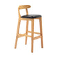 Scandinavian Rubberwood Home Barstool Matte Finish Upholstered Stool Black 1 Piece Clearhalo 'Bar Furniture' 'Bar Stools' 'bar_stools' 'Furniture' 'furniture_bar_stools' 'Kitchen & Dining Furniture' 4939971
