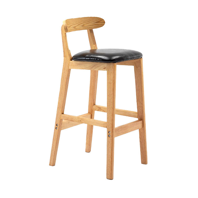 Scandinavian Rubberwood Home Barstool Matte Finish Upholstered Stool Black 1 Piece Clearhalo 'Bar Furniture' 'Bar Stools' 'bar_stools' 'Furniture' 'furniture_bar_stools' 'Kitchen & Dining Furniture' 4939971