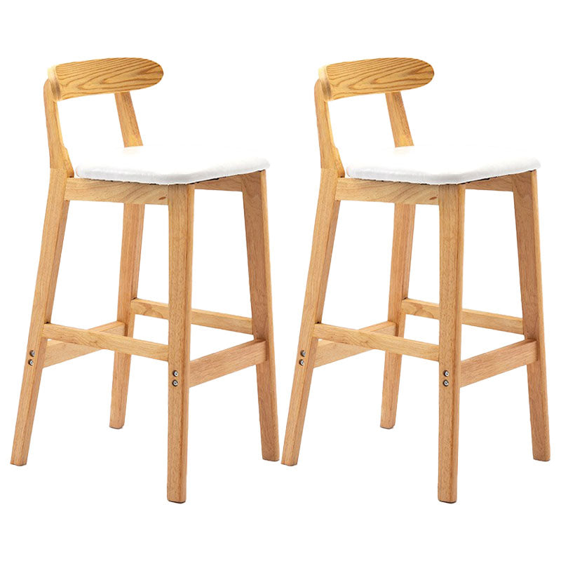 Scandinavian Rubberwood Home Barstool Matte Finish Upholstered Stool White Set of 2 Clearhalo 'Bar Furniture' 'Bar Stools' 'bar_stools' 'Furniture' 'furniture_bar_stools' 'Kitchen & Dining Furniture' 4939973