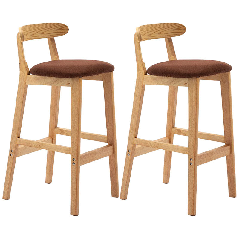 Scandinavian Rubberwood Home Barstool Matte Finish Upholstered Stool Coffee Set of 2 Clearhalo 'Bar Furniture' 'Bar Stools' 'bar_stools' 'Furniture' 'furniture_bar_stools' 'Kitchen & Dining Furniture' 4939975