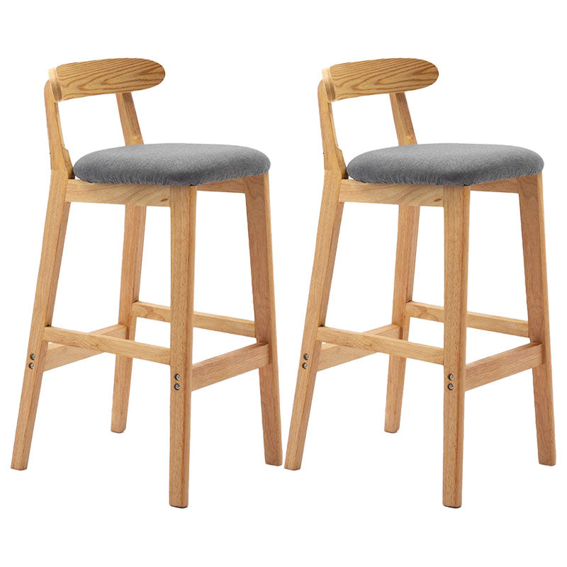 Scandinavian Rubberwood Home Barstool Matte Finish Upholstered Stool Smoke Gray Set of 2 Clearhalo 'Bar Furniture' 'Bar Stools' 'bar_stools' 'Furniture' 'furniture_bar_stools' 'Kitchen & Dining Furniture' 4939976