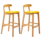 Scandinavian Rubberwood Home Barstool Matte Finish Upholstered Stool Yellow Set of 2 Clearhalo 'Bar Furniture' 'Bar Stools' 'bar_stools' 'Furniture' 'furniture_bar_stools' 'Kitchen & Dining Furniture' 4939978