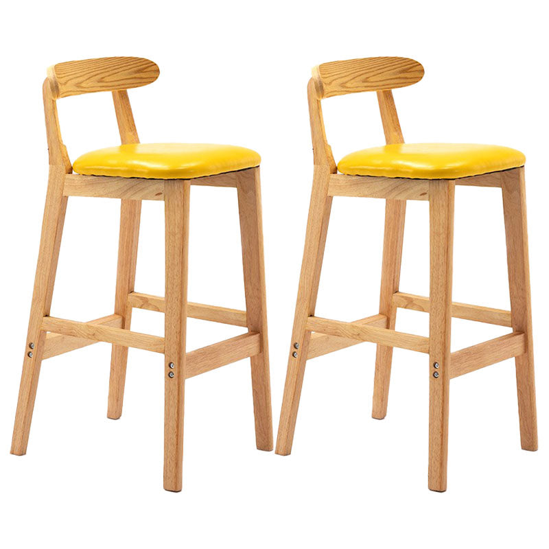 Scandinavian Rubberwood Home Barstool Matte Finish Upholstered Stool Yellow Set of 2 Clearhalo 'Bar Furniture' 'Bar Stools' 'bar_stools' 'Furniture' 'furniture_bar_stools' 'Kitchen & Dining Furniture' 4939978
