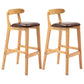 Scandinavian Rubberwood Home Barstool Matte Finish Upholstered Stool Brown Set of 2 Clearhalo 'Bar Furniture' 'Bar Stools' 'bar_stools' 'Furniture' 'furniture_bar_stools' 'Kitchen & Dining Furniture' 4939979