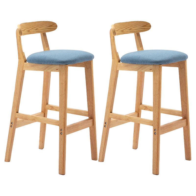Scandinavian Rubberwood Home Barstool Matte Finish Upholstered Stool Sky Blue Set of 2 Clearhalo 'Bar Furniture' 'Bar Stools' 'bar_stools' 'Furniture' 'furniture_bar_stools' 'Kitchen & Dining Furniture' 4939981