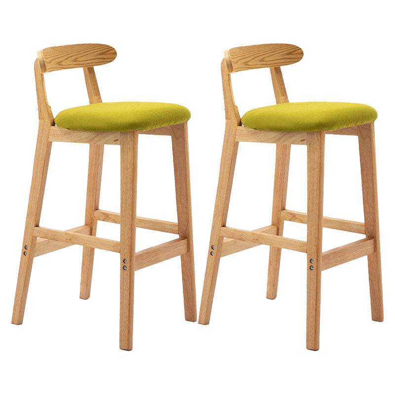 Scandinavian Rubberwood Home Barstool Matte Finish Upholstered Stool Light Green Set of 2 Clearhalo 'Bar Furniture' 'Bar Stools' 'bar_stools' 'Furniture' 'furniture_bar_stools' 'Kitchen & Dining Furniture' 4939982