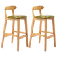 Scandinavian Rubberwood Home Barstool Matte Finish Upholstered Stool Green Set of 2 Clearhalo 'Bar Furniture' 'Bar Stools' 'bar_stools' 'Furniture' 'furniture_bar_stools' 'Kitchen & Dining Furniture' 4939983