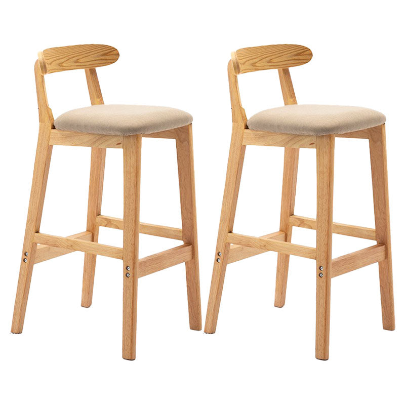 Scandinavian Rubberwood Home Barstool Matte Finish Upholstered Stool Khaki Set of 2 Clearhalo 'Bar Furniture' 'Bar Stools' 'bar_stools' 'Furniture' 'furniture_bar_stools' 'Kitchen & Dining Furniture' 4939984