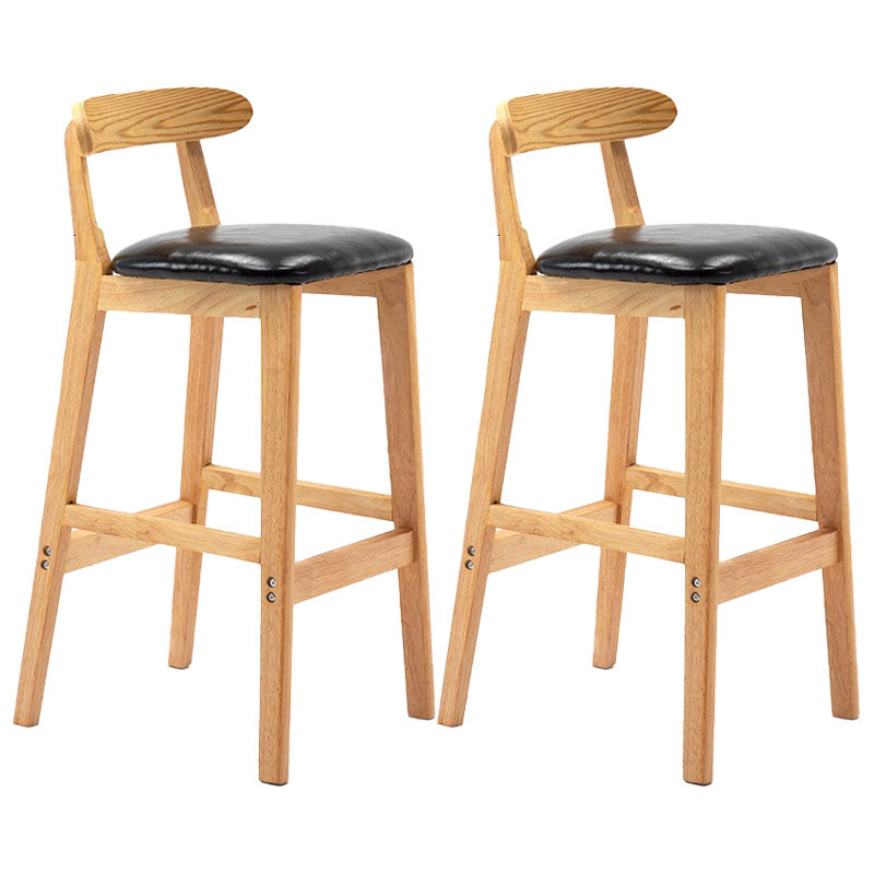 Scandinavian Rubberwood Home Barstool Matte Finish Upholstered Stool Black Set of 2 Clearhalo 'Bar Furniture' 'Bar Stools' 'bar_stools' 'Furniture' 'furniture_bar_stools' 'Kitchen & Dining Furniture' 4939985