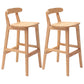 Scandinavian Rubberwood Home Barstool Matte Finish Upholstered Stool Wood Set of 2 Clearhalo 'Bar Furniture' 'Bar Stools' 'bar_stools' 'Furniture' 'furniture_bar_stools' 'Kitchen & Dining Furniture' 4939986
