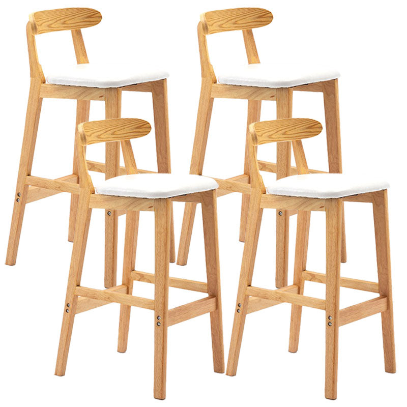 Scandinavian Rubberwood Home Barstool Matte Finish Upholstered Stool White Set of 4 Clearhalo 'Bar Furniture' 'Bar Stools' 'bar_stools' 'Furniture' 'furniture_bar_stools' 'Kitchen & Dining Furniture' 4939987