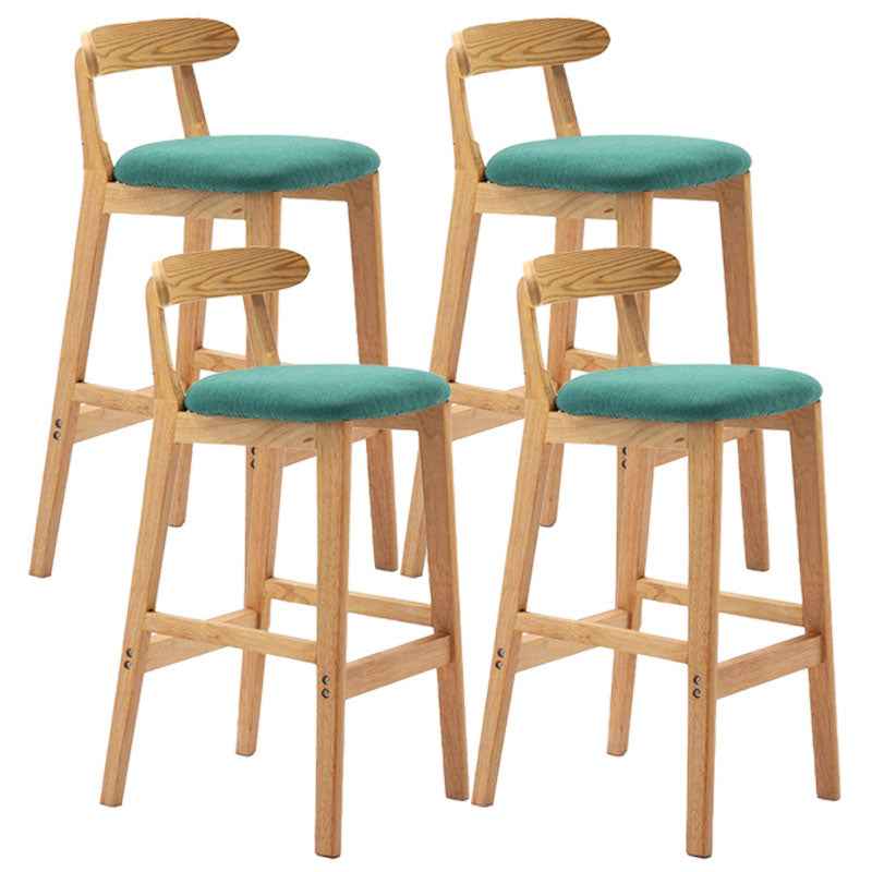 Scandinavian Rubberwood Home Barstool Matte Finish Upholstered Stool Mint Green Set of 4 Clearhalo 'Bar Furniture' 'Bar Stools' 'bar_stools' 'Furniture' 'furniture_bar_stools' 'Kitchen & Dining Furniture' 4939988