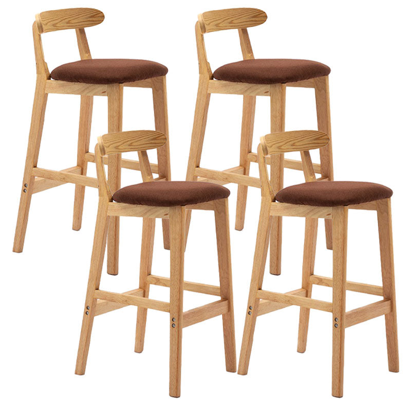 Scandinavian Rubberwood Home Barstool Matte Finish Upholstered Stool Coffee Set of 4 Clearhalo 'Bar Furniture' 'Bar Stools' 'bar_stools' 'Furniture' 'furniture_bar_stools' 'Kitchen & Dining Furniture' 4939989