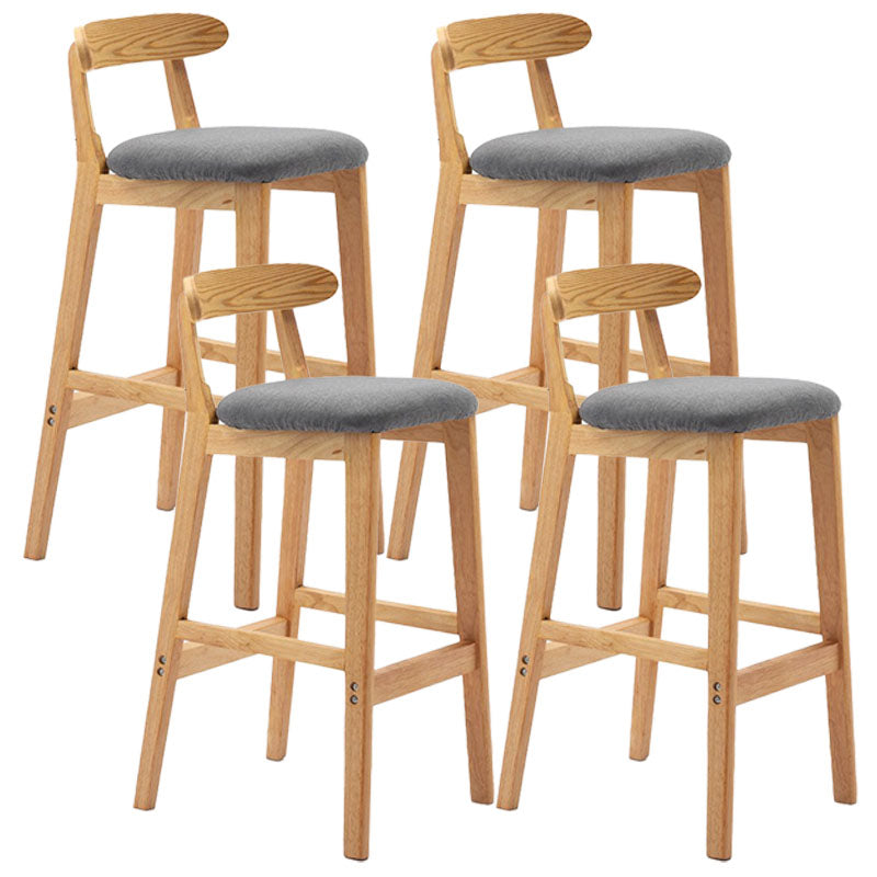 Scandinavian Rubberwood Home Barstool Matte Finish Upholstered Stool Smoke Gray Set of 4 Clearhalo 'Bar Furniture' 'Bar Stools' 'bar_stools' 'Furniture' 'furniture_bar_stools' 'Kitchen & Dining Furniture' 4939990