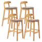 Scandinavian Rubberwood Home Barstool Matte Finish Upholstered Stool Grey Set of 4 Clearhalo 'Bar Furniture' 'Bar Stools' 'bar_stools' 'Furniture' 'furniture_bar_stools' 'Kitchen & Dining Furniture' 4939991