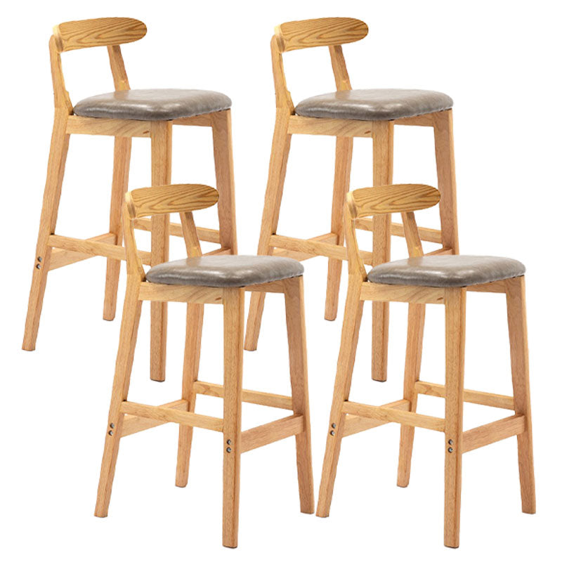 Scandinavian Rubberwood Home Barstool Matte Finish Upholstered Stool Grey Set of 4 Clearhalo 'Bar Furniture' 'Bar Stools' 'bar_stools' 'Furniture' 'furniture_bar_stools' 'Kitchen & Dining Furniture' 4939991
