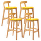 Scandinavian Rubberwood Home Barstool Matte Finish Upholstered Stool Yellow Set of 4 Clearhalo 'Bar Furniture' 'Bar Stools' 'bar_stools' 'Furniture' 'furniture_bar_stools' 'Kitchen & Dining Furniture' 4939992