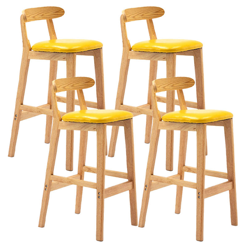 Scandinavian Rubberwood Home Barstool Matte Finish Upholstered Stool Yellow Set of 4 Clearhalo 'Bar Furniture' 'Bar Stools' 'bar_stools' 'Furniture' 'furniture_bar_stools' 'Kitchen & Dining Furniture' 4939992