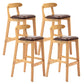 Scandinavian Rubberwood Home Barstool Matte Finish Upholstered Stool Brown Set of 4 Clearhalo 'Bar Furniture' 'Bar Stools' 'bar_stools' 'Furniture' 'furniture_bar_stools' 'Kitchen & Dining Furniture' 4939993