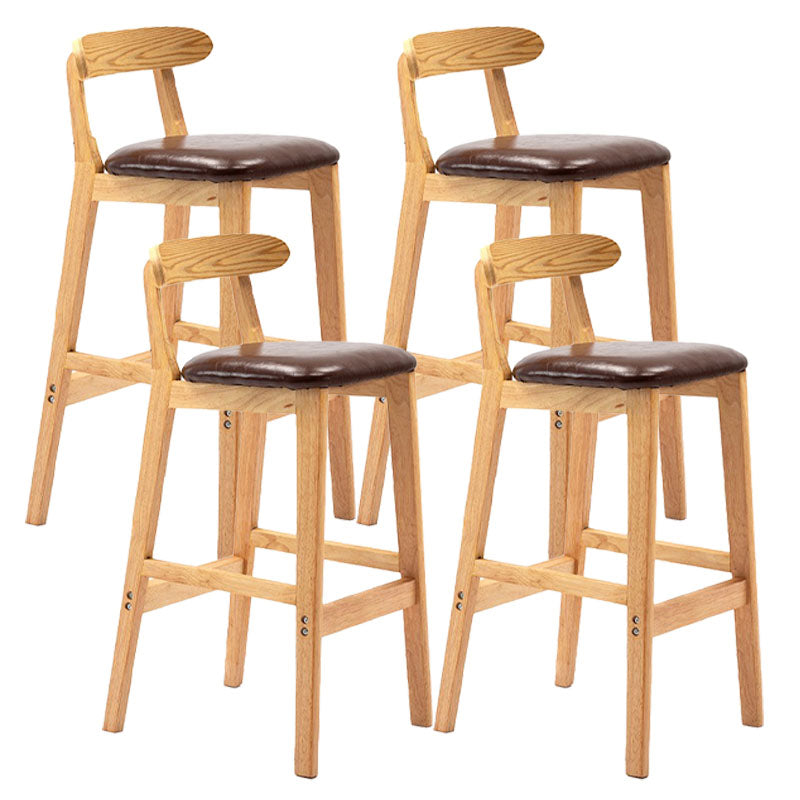 Scandinavian Rubberwood Home Barstool Matte Finish Upholstered Stool Brown Set of 4 Clearhalo 'Bar Furniture' 'Bar Stools' 'bar_stools' 'Furniture' 'furniture_bar_stools' 'Kitchen & Dining Furniture' 4939993
