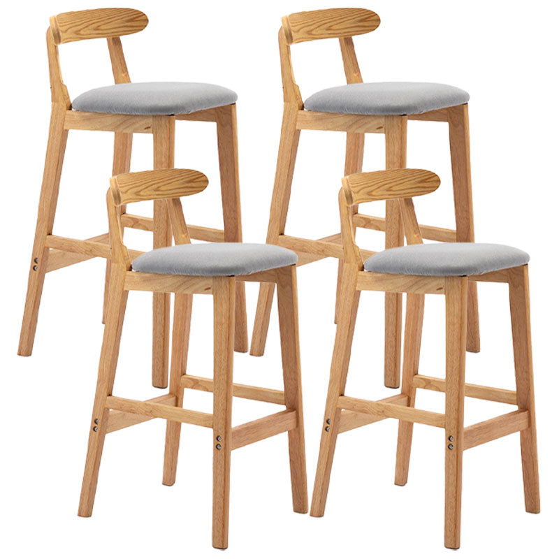 Scandinavian Rubberwood Home Barstool Matte Finish Upholstered Stool Light Gray Set of 4 Clearhalo 'Bar Furniture' 'Bar Stools' 'bar_stools' 'Furniture' 'furniture_bar_stools' 'Kitchen & Dining Furniture' 4939994
