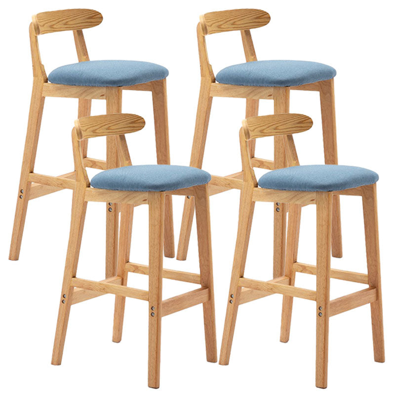 Scandinavian Rubberwood Home Barstool Matte Finish Upholstered Stool Sky Blue Set of 4 Clearhalo 'Bar Furniture' 'Bar Stools' 'bar_stools' 'Furniture' 'furniture_bar_stools' 'Kitchen & Dining Furniture' 4939995