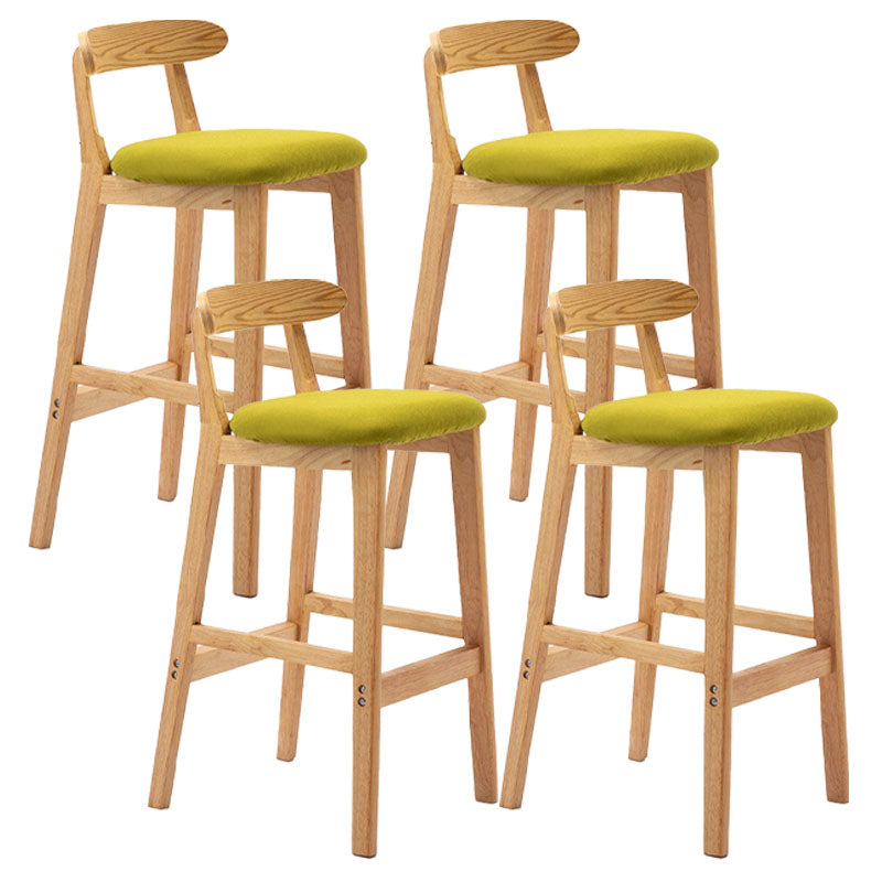 Scandinavian Rubberwood Home Barstool Matte Finish Upholstered Stool Light Green Set of 4 Clearhalo 'Bar Furniture' 'Bar Stools' 'bar_stools' 'Furniture' 'furniture_bar_stools' 'Kitchen & Dining Furniture' 4939996