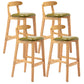 Scandinavian Rubberwood Home Barstool Matte Finish Upholstered Stool Green Set of 4 Clearhalo 'Bar Furniture' 'Bar Stools' 'bar_stools' 'Furniture' 'furniture_bar_stools' 'Kitchen & Dining Furniture' 4939997
