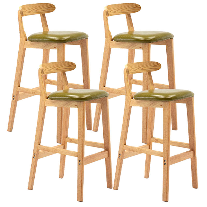 Scandinavian Rubberwood Home Barstool Matte Finish Upholstered Stool Green Set of 4 Clearhalo 'Bar Furniture' 'Bar Stools' 'bar_stools' 'Furniture' 'furniture_bar_stools' 'Kitchen & Dining Furniture' 4939997