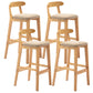 Scandinavian Rubberwood Home Barstool Matte Finish Upholstered Stool Khaki Set of 4 Clearhalo 'Bar Furniture' 'Bar Stools' 'bar_stools' 'Furniture' 'furniture_bar_stools' 'Kitchen & Dining Furniture' 4939998