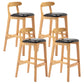 Scandinavian Rubberwood Home Barstool Matte Finish Upholstered Stool Black Set of 4 Clearhalo 'Bar Furniture' 'Bar Stools' 'bar_stools' 'Furniture' 'furniture_bar_stools' 'Kitchen & Dining Furniture' 4939999