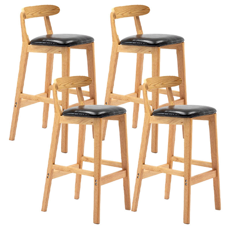 Scandinavian Rubberwood Home Barstool Matte Finish Upholstered Stool Black Set of 4 Clearhalo 'Bar Furniture' 'Bar Stools' 'bar_stools' 'Furniture' 'furniture_bar_stools' 'Kitchen & Dining Furniture' 4939999
