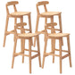 Scandinavian Rubberwood Home Barstool Matte Finish Upholstered Stool Wood Set of 4 Clearhalo 'Bar Furniture' 'Bar Stools' 'bar_stools' 'Furniture' 'furniture_bar_stools' 'Kitchen & Dining Furniture' 4940000