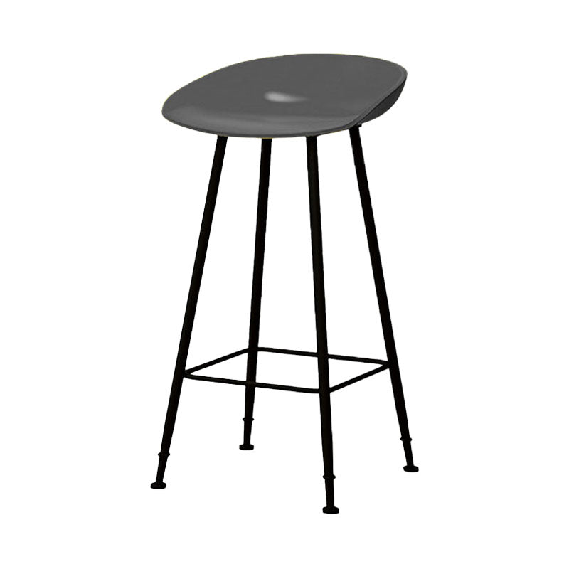 Contemporary Matte Finish Metal Barstool Home Footrest Stool Grey 1 Piece Clearhalo 'Bar Furniture' 'Bar Stools' 'bar_stools' 'furn' 'furn_bar_stools' 'Furniture' 'furniture_bar_stools' 'Kitchen & Dining Furniture' 4940085
