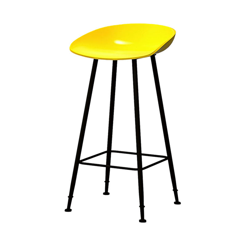Contemporary Matte Finish Metal Barstool Home Footrest Stool Yellow 1 Piece Clearhalo 'Bar Furniture' 'Bar Stools' 'bar_stools' 'furn' 'furn_bar_stools' 'Furniture' 'furniture_bar_stools' 'Kitchen & Dining Furniture' 4940086