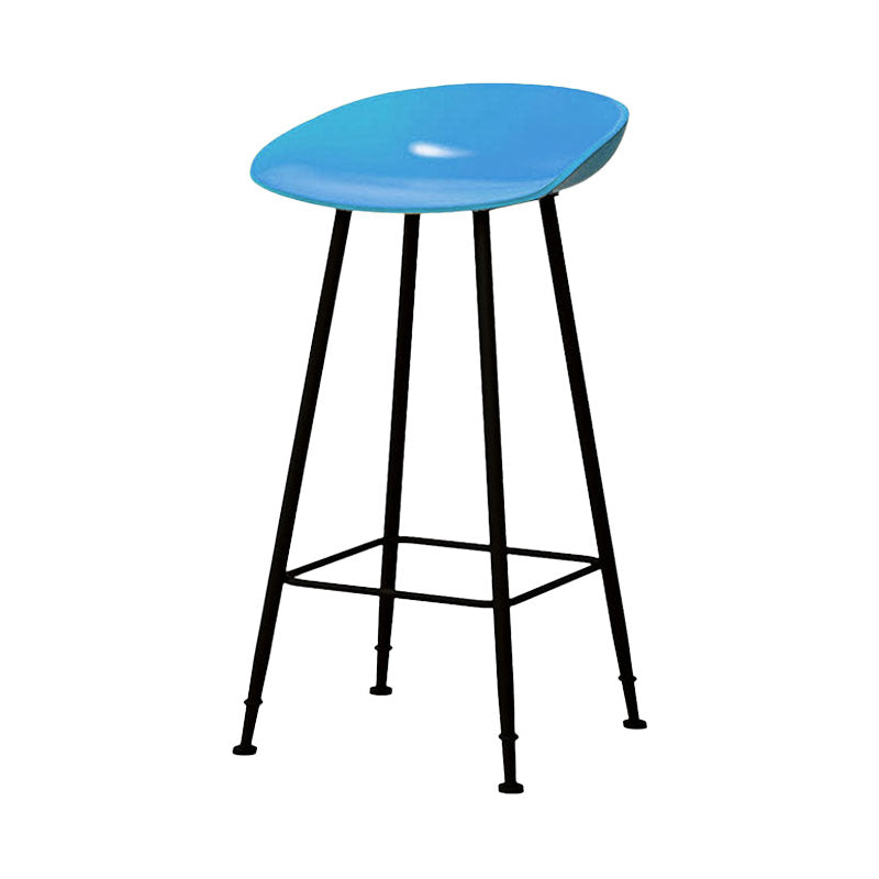 Contemporary Matte Finish Metal Barstool Home Footrest Stool Blue 1 Piece Clearhalo 'Bar Furniture' 'Bar Stools' 'bar_stools' 'furn' 'furn_bar_stools' 'Furniture' 'furniture_bar_stools' 'Kitchen & Dining Furniture' 4940090