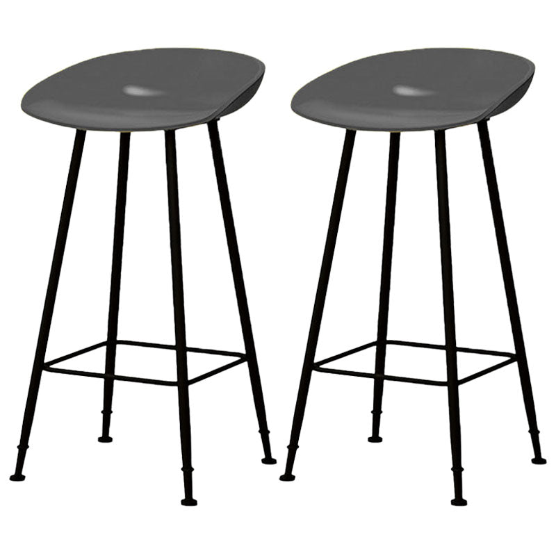 Contemporary Matte Finish Metal Barstool Home Footrest Stool Grey 2 Piece Set Clearhalo 'Bar Furniture' 'Bar Stools' 'bar_stools' 'furn' 'furn_bar_stools' 'Furniture' 'furniture_bar_stools' 'Kitchen & Dining Furniture' 4940096