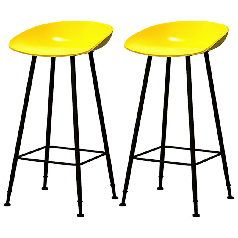 Contemporary Matte Finish Metal Barstool Home Footrest Stool Yellow 2 Piece Set Clearhalo 'Bar Furniture' 'Bar Stools' 'bar_stools' 'furn' 'furn_bar_stools' 'Furniture' 'furniture_bar_stools' 'Kitchen & Dining Furniture' 4940099