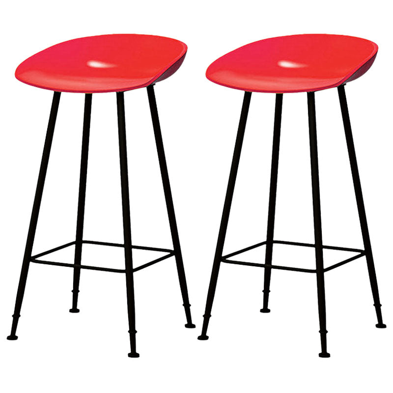 Contemporary Matte Finish Metal Barstool Home Footrest Stool Red 2 Piece Set Clearhalo 'Bar Furniture' 'Bar Stools' 'bar_stools' 'furn' 'furn_bar_stools' 'Furniture' 'furniture_bar_stools' 'Kitchen & Dining Furniture' 4940100