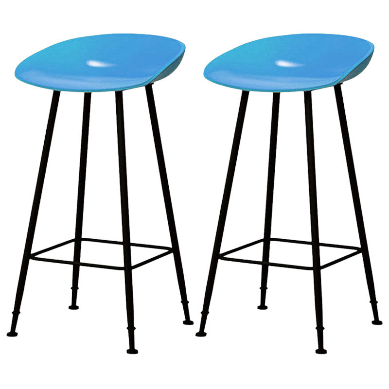 Contemporary Matte Finish Metal Barstool Home Footrest Stool Blue 2 Piece Set Clearhalo 'Bar Furniture' 'Bar Stools' 'bar_stools' 'furn' 'furn_bar_stools' 'Furniture' 'furniture_bar_stools' 'Kitchen & Dining Furniture' 4940101
