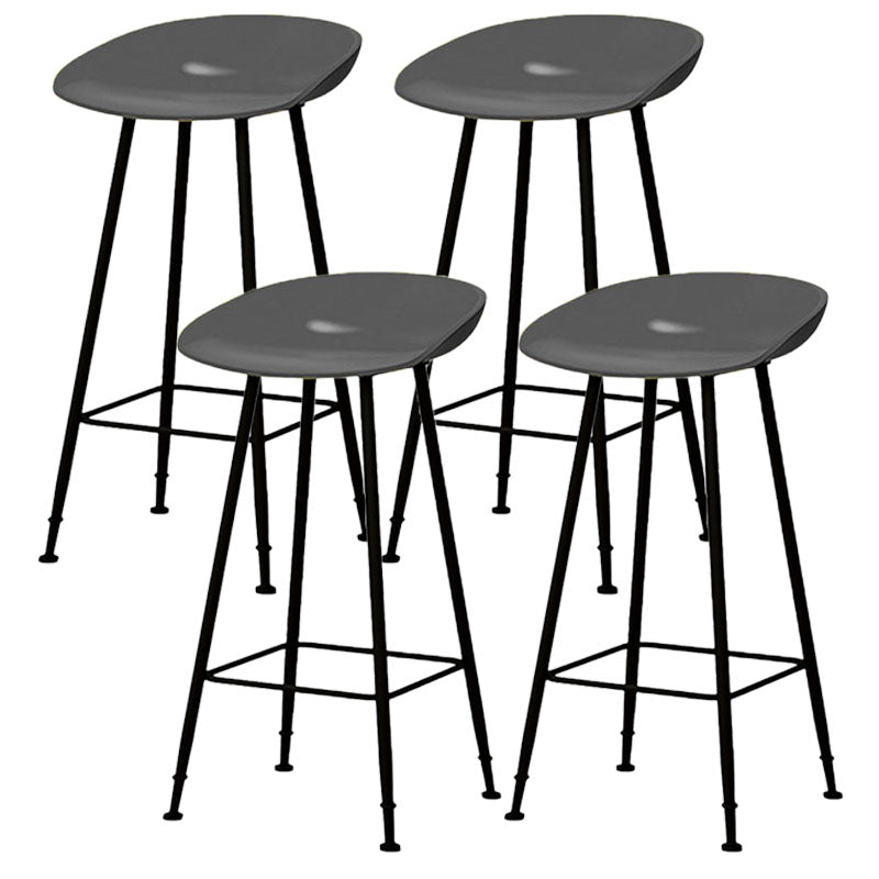 Contemporary Matte Finish Metal Barstool Home Footrest Stool Grey 4 Piece Set Clearhalo 'Bar Furniture' 'Bar Stools' 'bar_stools' 'furn' 'furn_bar_stools' 'Furniture' 'furniture_bar_stools' 'Kitchen & Dining Furniture' 4940104