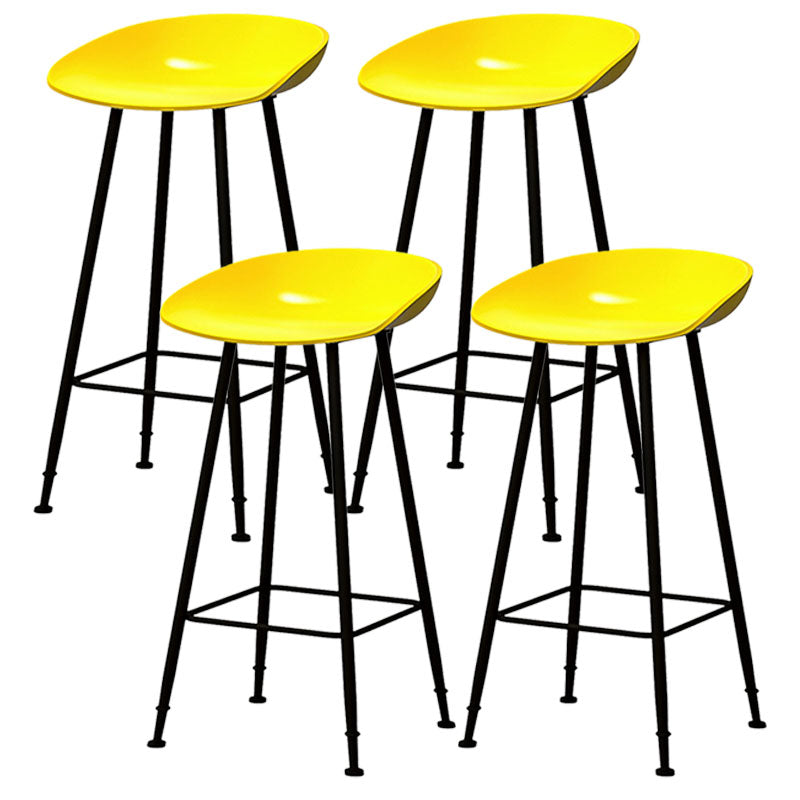 Contemporary Matte Finish Metal Barstool Home Footrest Stool Yellow 4 Piece Set Clearhalo 'Bar Furniture' 'Bar Stools' 'bar_stools' 'furn' 'furn_bar_stools' 'Furniture' 'furniture_bar_stools' 'Kitchen & Dining Furniture' 4940105