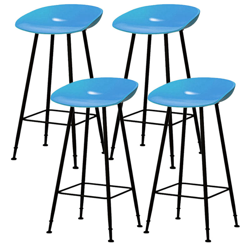 Contemporary Matte Finish Metal Barstool Home Footrest Stool Blue 4 Piece Set Clearhalo 'Bar Furniture' 'Bar Stools' 'bar_stools' 'furn' 'furn_bar_stools' 'Furniture' 'furniture_bar_stools' 'Kitchen & Dining Furniture' 4940107
