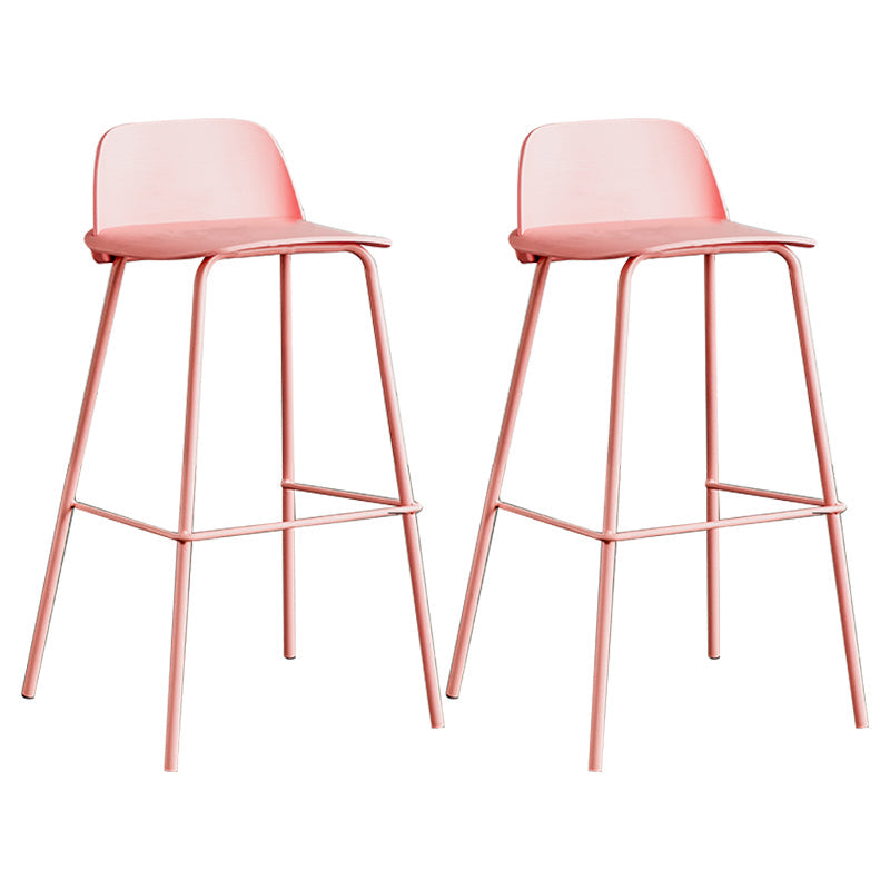 Scandinavian Footrest Metal Barstool Matte Finish Coffee Shop Stool Light Pink 2 Piece Set Clearhalo 'Bar Furniture' 'Bar Stools' 'bar_stools' 'furn' 'furn_bar_stools' 'Furniture' 'furniture_bar_stools' 'Kitchen & Dining Furniture' 4940134