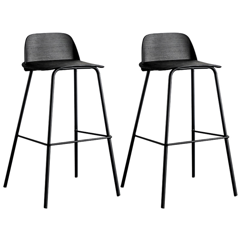 Scandinavian Footrest Metal Barstool Matte Finish Coffee Shop Stool Black 2 Piece Set Clearhalo 'Bar Furniture' 'Bar Stools' 'bar_stools' 'furn' 'furn_bar_stools' 'Furniture' 'furniture_bar_stools' 'Kitchen & Dining Furniture' 4940136