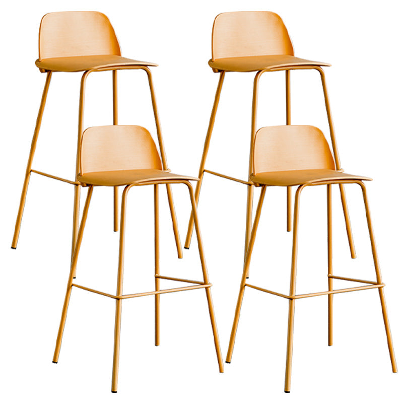 Scandinavian Footrest Metal Barstool Matte Finish Coffee Shop Stool Yellow 4 Piece Set Clearhalo 'Bar Furniture' 'Bar Stools' 'bar_stools' 'furn' 'furn_bar_stools' 'Furniture' 'furniture_bar_stools' 'Kitchen & Dining Furniture' 4940138