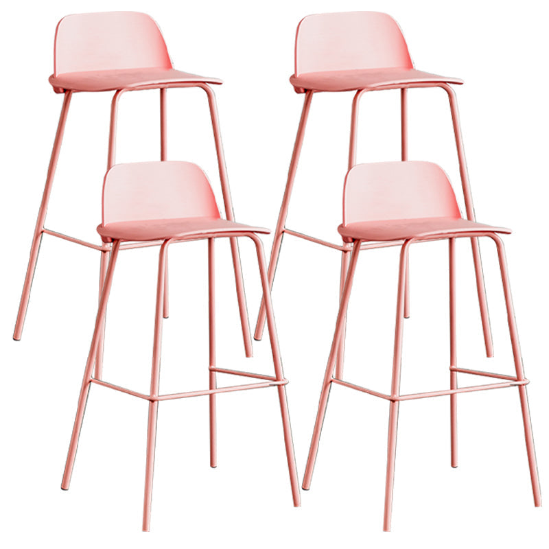 Scandinavian Footrest Metal Barstool Matte Finish Coffee Shop Stool Light Pink 4 Piece Set Clearhalo 'Bar Furniture' 'Bar Stools' 'bar_stools' 'furn' 'furn_bar_stools' 'Furniture' 'furniture_bar_stools' 'Kitchen & Dining Furniture' 4940142
