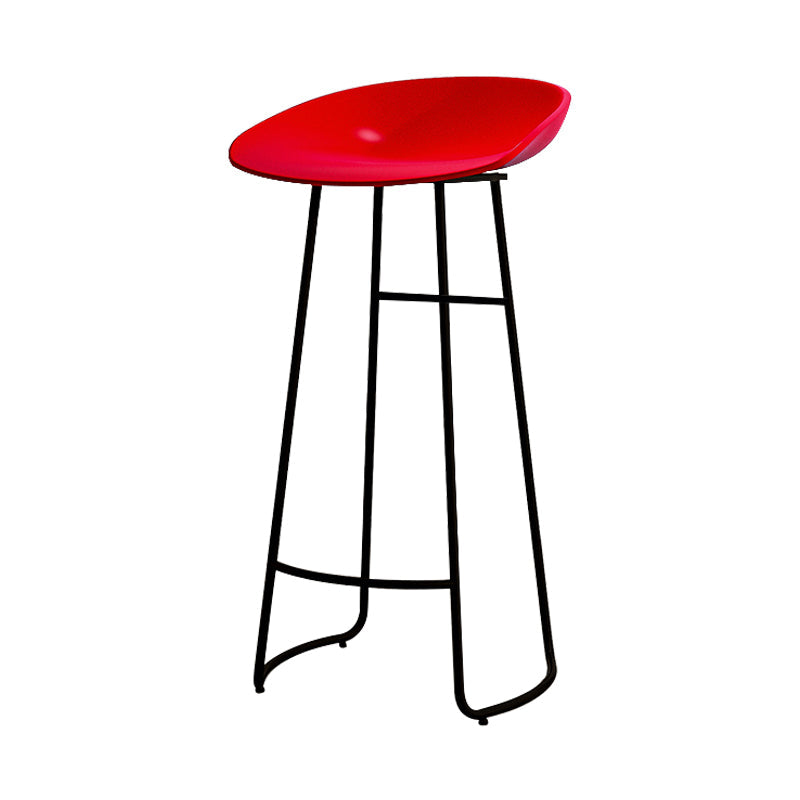 Modern Armless Backrest Counter Stool Iron Kitchen Bar Stool with Acrylic Seat Red 1 Piece Clearhalo 'Bar Furniture' 'Bar Stools' 'bar_stools' 'furn' 'furn_bar_stools' 'Furniture' 'furniture_bar_stools' 'Kitchen & Dining Furniture' 4940150