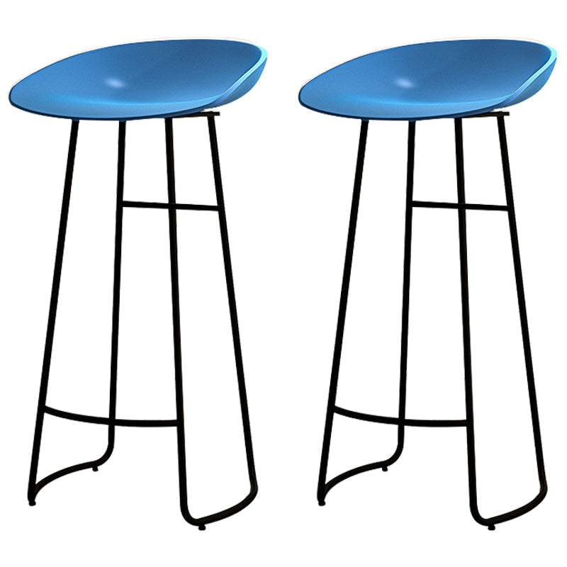 Modern Armless Backrest Counter Stool Iron Kitchen Bar Stool with Acrylic Seat Blue 2 Piece Set Clearhalo 'Bar Furniture' 'Bar Stools' 'bar_stools' 'furn' 'furn_bar_stools' 'Furniture' 'furniture_bar_stools' 'Kitchen & Dining Furniture' 4940159