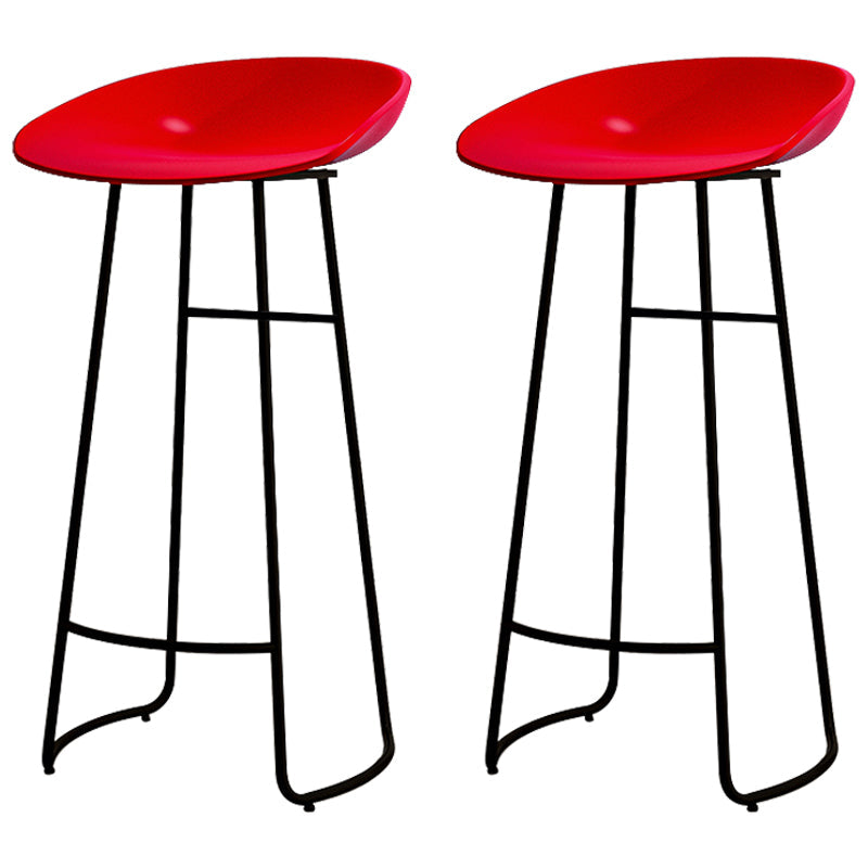Modern Armless Backrest Counter Stool Iron Kitchen Bar Stool with Acrylic Seat Red 2 Piece Set Clearhalo 'Bar Furniture' 'Bar Stools' 'bar_stools' 'furn' 'furn_bar_stools' 'Furniture' 'furniture_bar_stools' 'Kitchen & Dining Furniture' 4940162